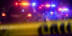 police cars with flashing light
